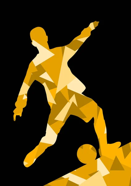 Футболисты активного спорта векторные силуэты абст — стоковый вектор