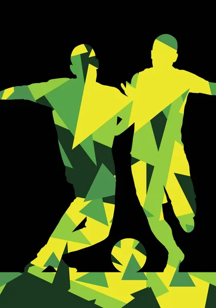 Soccer hommes footballeurs sport actif silhouettes vecteur abst — Image vectorielle