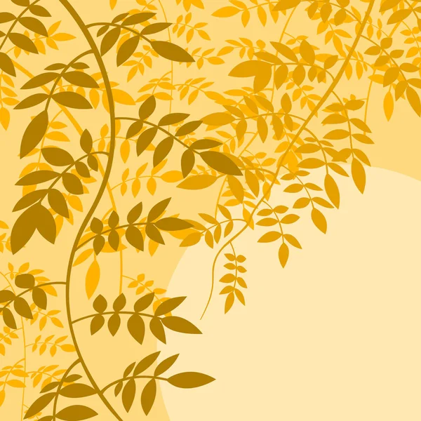 Forêt jungle feuillage feuilles fond avec coucher de soleil — Image vectorielle