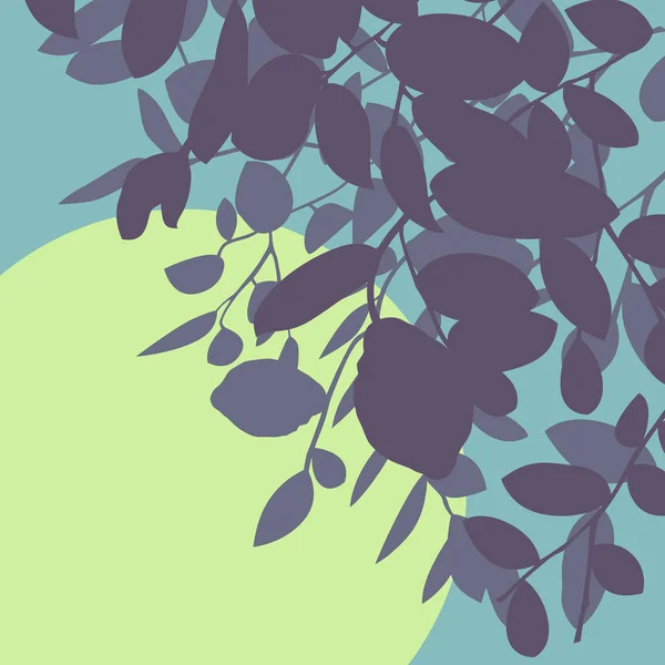 Forêt jungle feuillage feuilles fond avec coucher de soleil — Image vectorielle