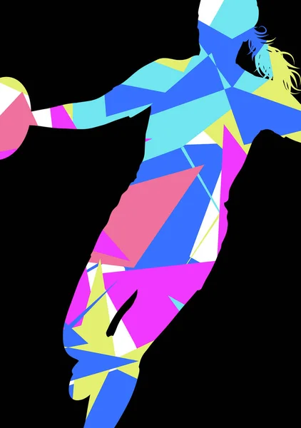 Mulheres ativas jogadores de rugby jovens silhuetas esportivas saudáveis abstr — Vetor de Stock