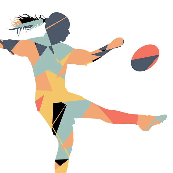 Aktywnych kobiet rugby graczy młodych zdrowych sport sylwetka abstr — Wektor stockowy