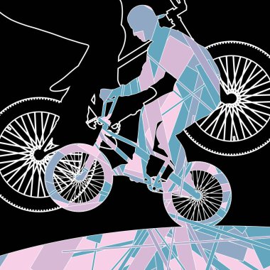 Çocuk aşırı bisikletçiler genç ve aktif insanlar silhouet spor