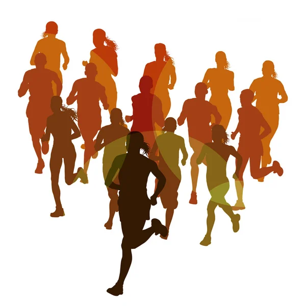 Running marathon people group vector illustration — Stock Vector