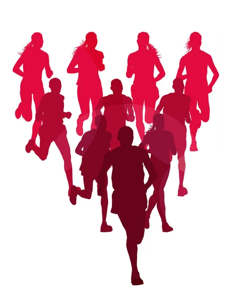 Correndo maratona pessoas grupo vetor ilustração — Vetor de Stock