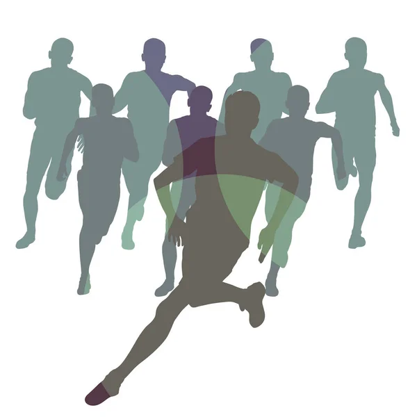 Correr maratón personas grupo vector ilustración — Vector de stock