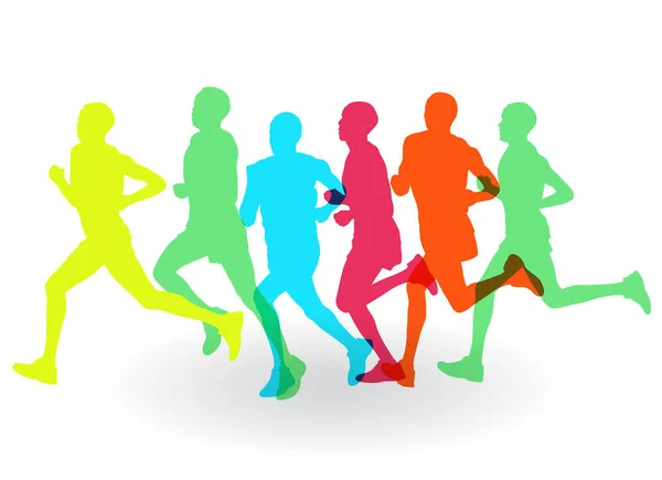 Correre maratona persone gruppo vettoriale illustrazione — Vettoriale Stock