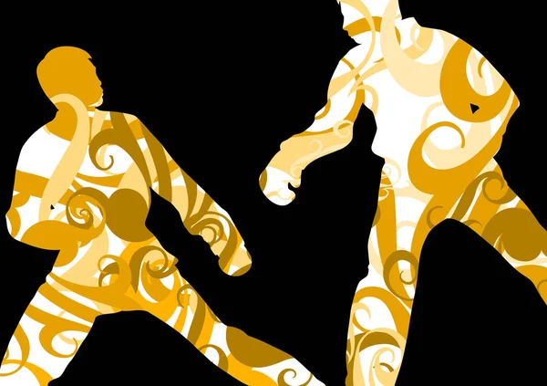 Boxeo activo hombres jóvenes caja deporte siluetas vector abstracto mo — Archivo Imágenes Vectoriales