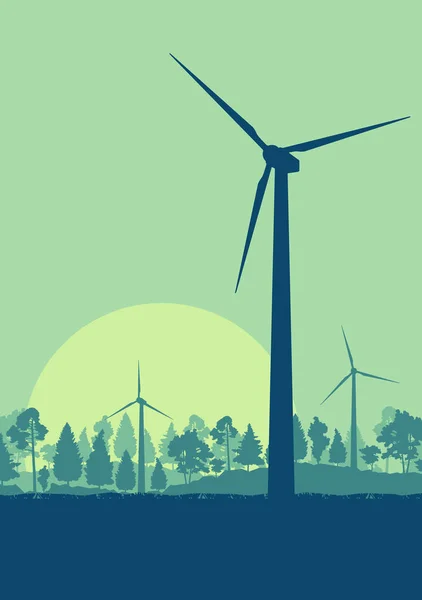 Wind turbines high voltage green energy generator alternative po — Stock Vector