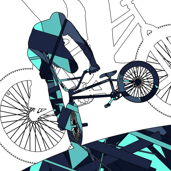 Enfants cyclistes extrêmes jeunes et actifs sport silhouette — Image vectorielle