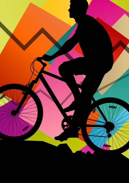 Fietser actieve man fietsers in abstracte sport landschap ci — Stockvector