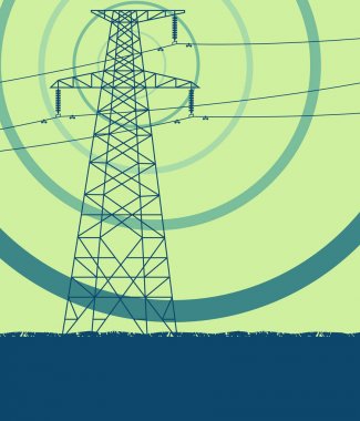 Enerji dağıtım yüksek gerilim güç hattı kule ile electroma
