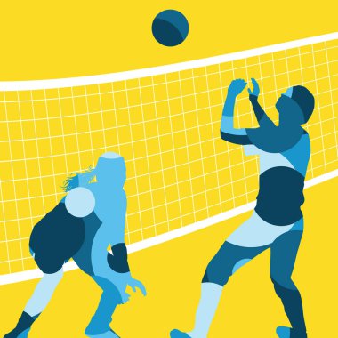Aktif genç Kadınlar Voleybol oyuncu spor siluetleri abstra içinde