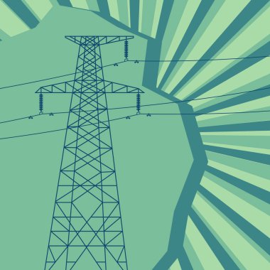 Enerji dağıtım yüksek gerilim güç hattı kule ile electroma