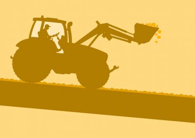 Çiftlik traktör ile alt alan vektörde çalışmaya kabin içinde