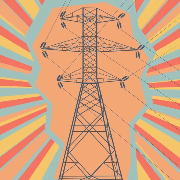 Electroma とエネルギー分布高電圧送電線鉄塔 — ストックベクタ