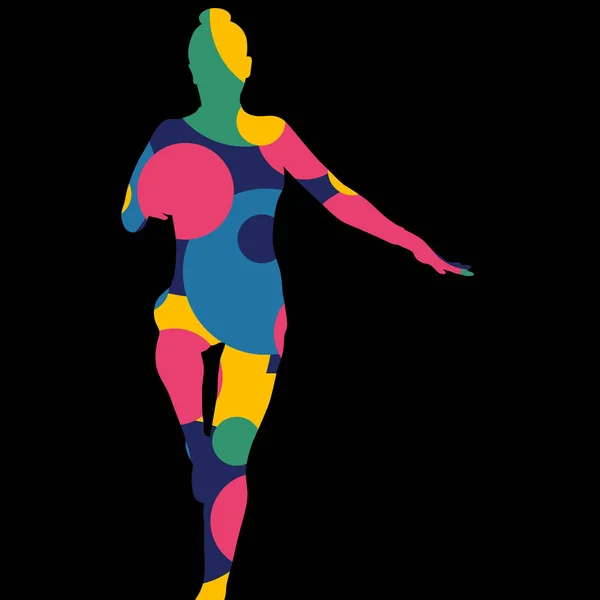 Gymnastka žena silueta s míč abstraktní podrobné mozaika zpět — Stockový vektor