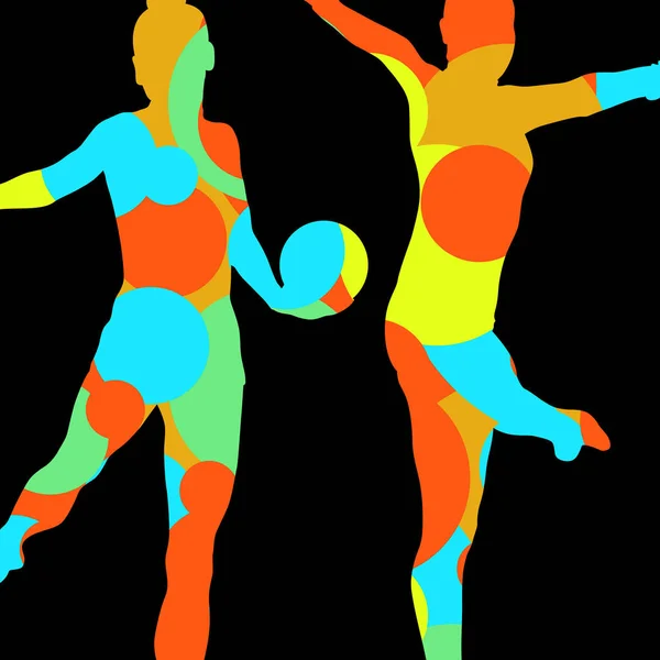 Silhouette femme gymnaste avec balle abstraite mosaïque détaillée dos — Image vectorielle