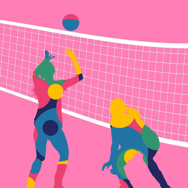 活動的な若い女性バレーボール選手のスポーツ シルエット abstra — ストックベクタ