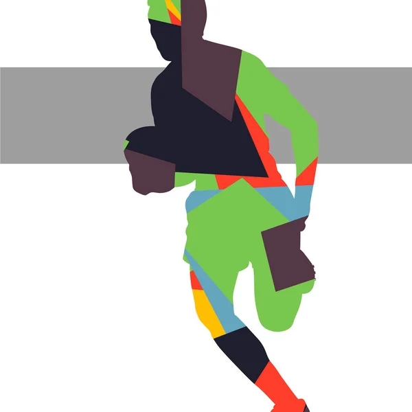 Rugby joueur actif jeune homme sport silhouette abstrait backgrou — Image vectorielle