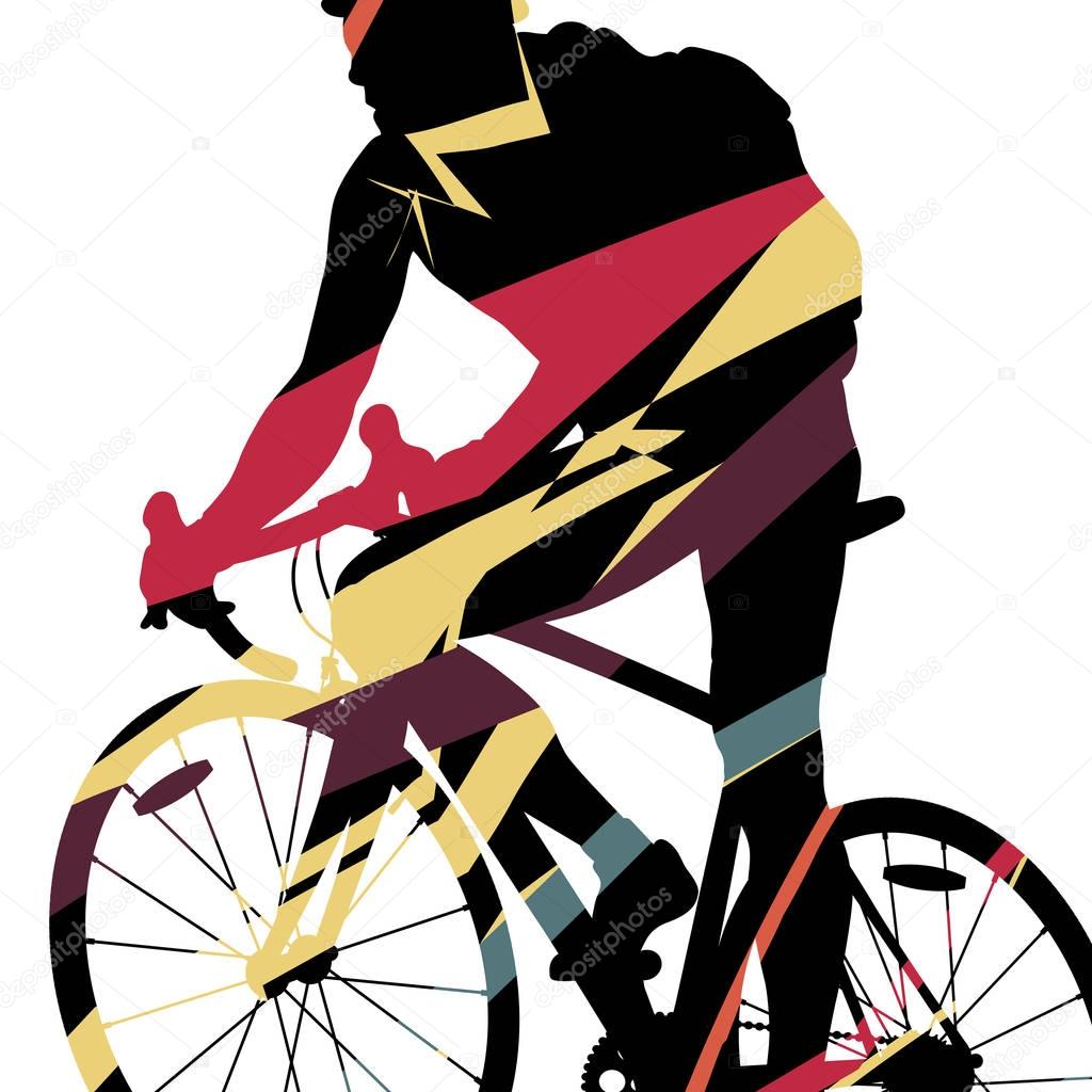 Sport road bike riders bicycle silhouette in abstract mosaic bac