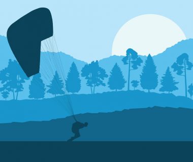 Yamaç paraşütü atlama manzara vektör arka plan afiş için