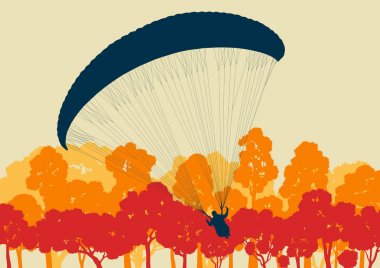 Yamaç paraşütü atlama manzara vektör arka plan afiş için