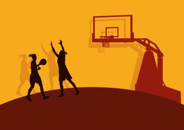 Basketbol kadın oyun Basketbol hoop vektör ile eylem