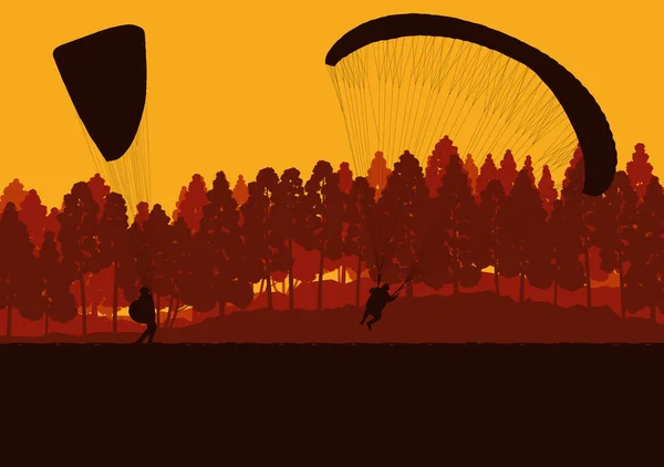 ポスターのパラグライダー ジャンプ風景のベクトルの背景 — ストックベクタ
