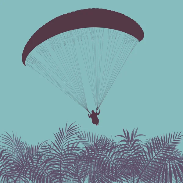 Parapente salto paisaje vector fondo para cartel — Archivo Imágenes Vectoriales