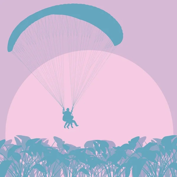 Paragliding jump landscape vector background for poster — Stock Vector