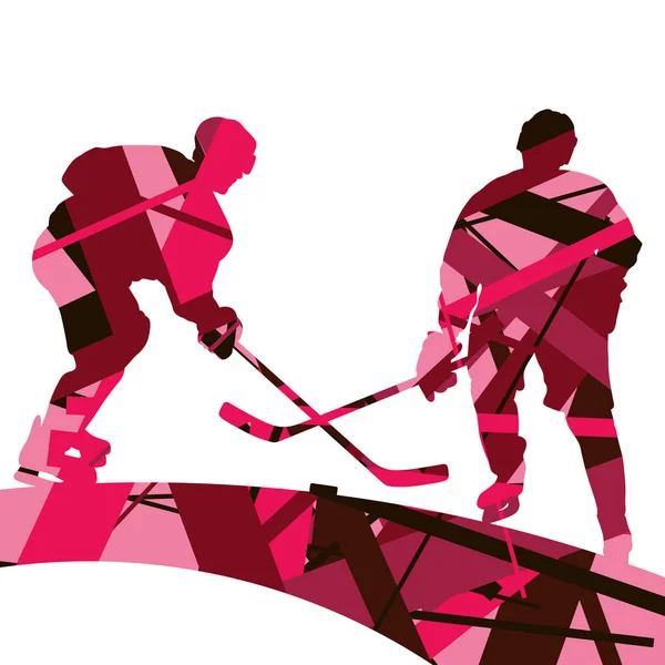 Hockey jugador deporte siluetas mosaico abstracto fondo illus — Vector de stock