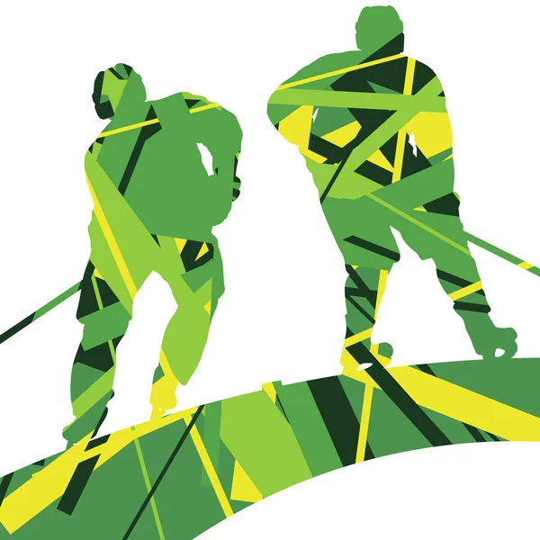 Hockey jugador deporte siluetas mosaico abstracto fondo illus — Vector de stock