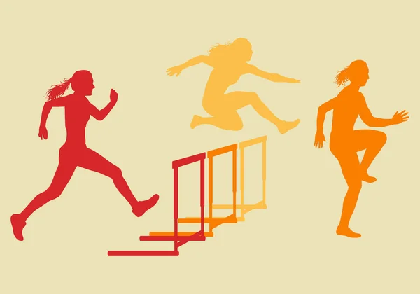 Engel yarış kadın engel vektör atlama — Stok Vektör