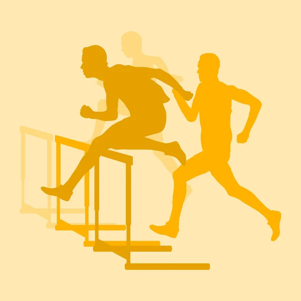 跨栏比赛男子跳过障碍复古颜色矢量 — 图库矢量图片