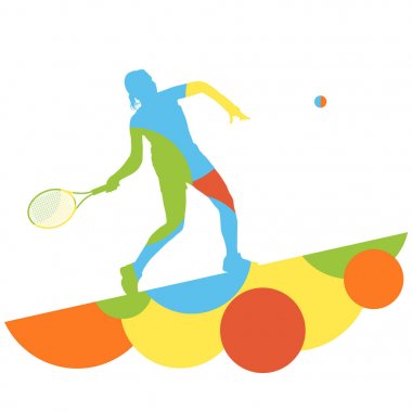 Kız tenis oyuncu aktif spor siluet soyut mozaik backg