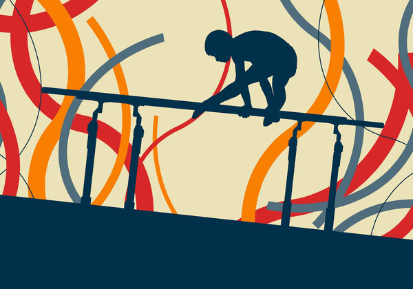 Gymnastics parallel bars exercise vector abstract background