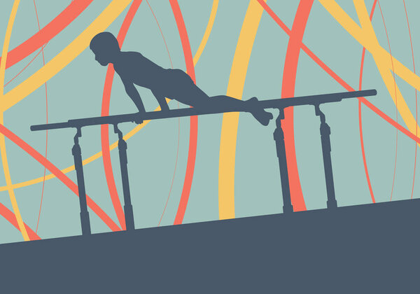 Gymnastics parallel bars exercise vector abstract background