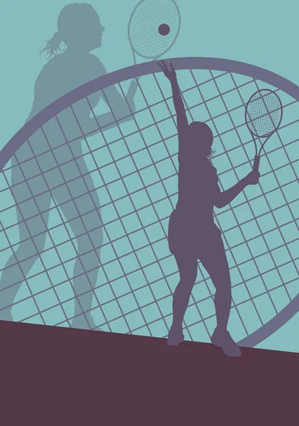 Tenisowe gracz kobiece wektor Abstrakcja — Wektor stockowy
