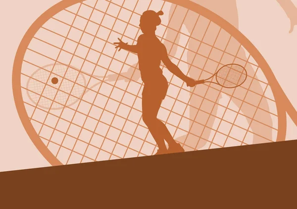 Tennis speler vrouwelijke vector abstract — Stockvector