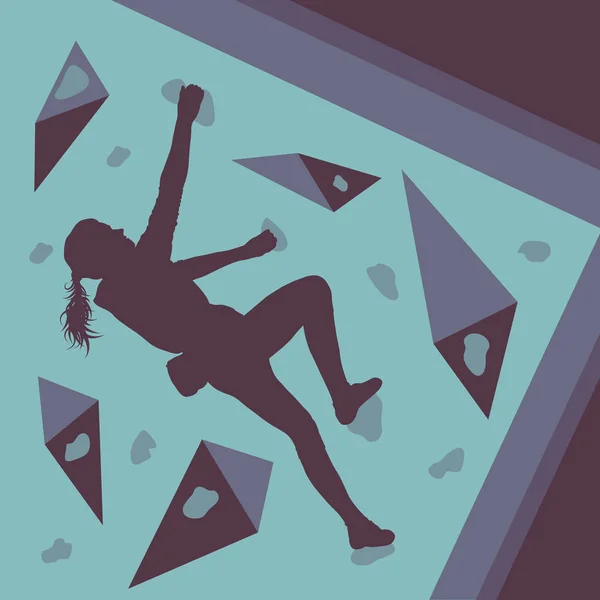 Girl rock climbing vector background abstract — Stock Vector