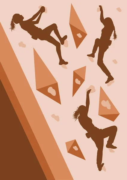Girl rock climbing vector background abstract — Stock Vector