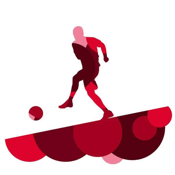 Jogador de futebol homens silhueta com bola no mar ativo e saudável — Vetor de Stock