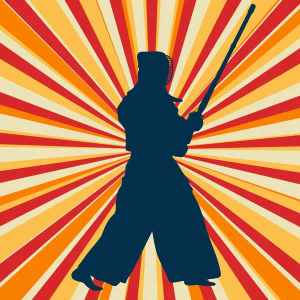 Kendo vechter in uniforme vector — Stockvector