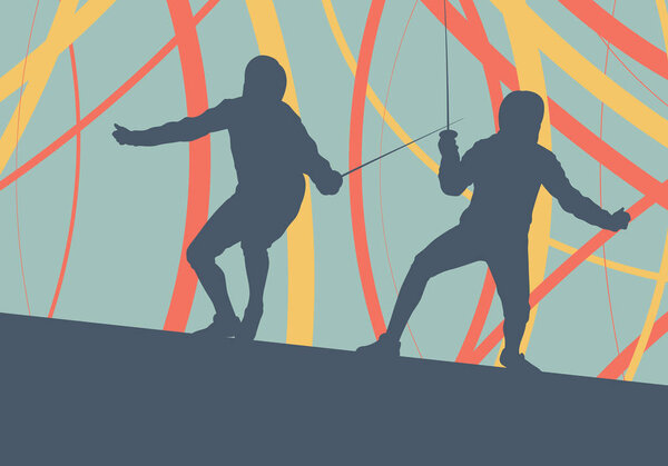 Fencing player fight abstract vector