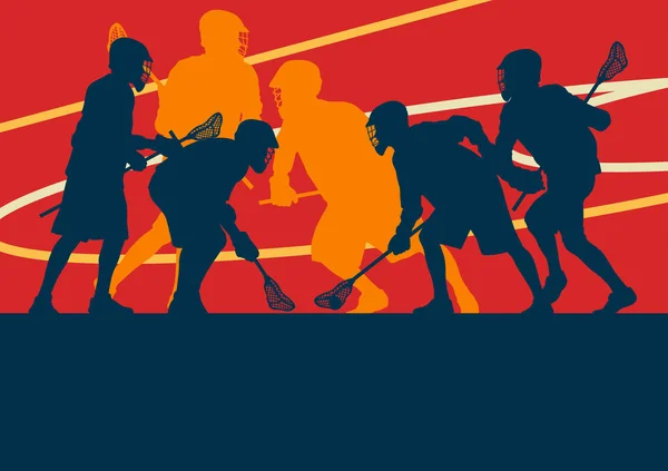 Lacrosse player in protective gear teamwork sport vector Stock Illustration