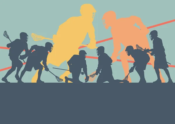 Lacrosse player in protective gear teamwork sport vector Stock Vector