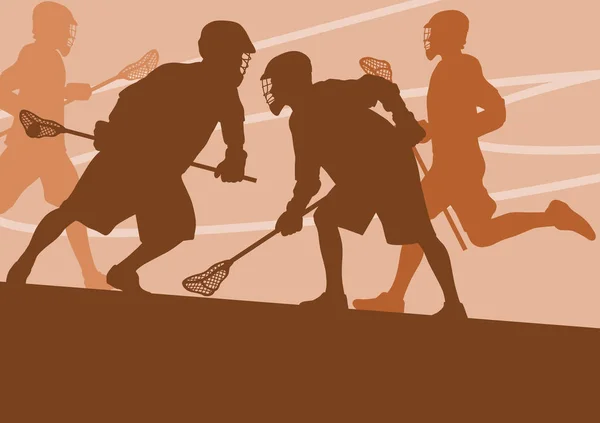 Lacrosse player in protective gear teamwork sport vector Stock Vector