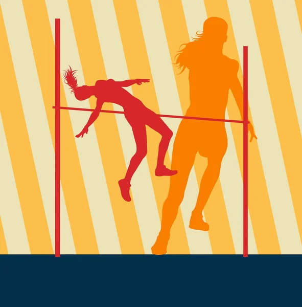Високий стрибок активна жінка спортсменка в спортивному силуеті вектор Векторна Графіка