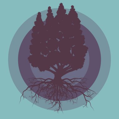 Ağaç kökleri vektör arka plan konsepti vintage ile ile